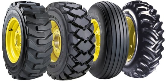 Collection of tires showing various tread patterns and codes